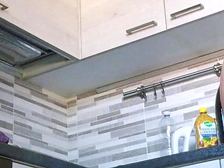 Naughty Girl in the Kitchen Likes Lingerie