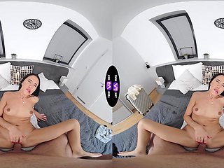 Alyssa's tiny tits bounce as she deepthroats on webcam in POV