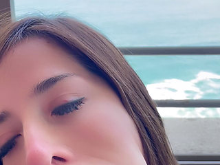 Fucks my mouth on the balcony in front of the sea(amateur Latin sex)