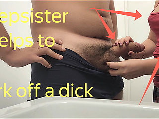 Stepsister accidentally went into the bathroom and decided to jerk off to stepbrother