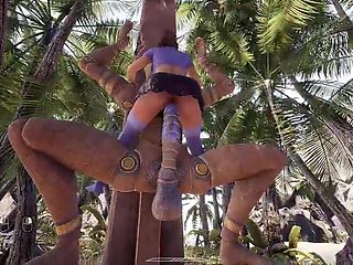 Lara Croft never hoped that the Statue would do this and poke her in all her fuckholes.