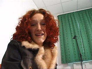 Curly hair redhead teen gets fingered in pov action