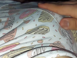 Step sister spreads her legs to caress her pussy