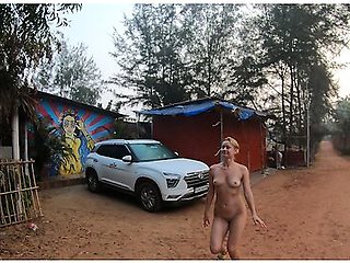 Nude Girl Walking Around The Campsite