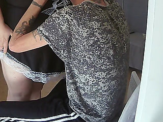 lights up his dick to the maid and fucked her doggy style