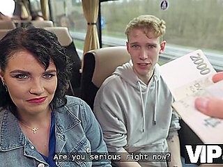 Pretty Big Titted Lady Is Fucking In The Bus