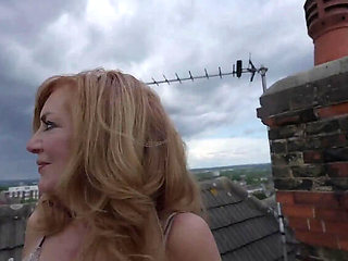Rooftop Sex with Hot Redhead GILF Andi James - Outdoor Fucking