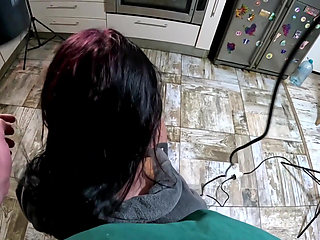 Bathrobe MILF Hair Drying and Brushing Blowjob with Cum in My Hair