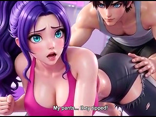 Aiko's tight yoga pants rip right while workout and fucked by yoga trainer