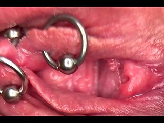 Really Close Up Macro my Pierced Clit and Pussy until get Very Wet and PEE go to inside my Pussy