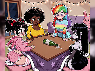 POV - Lesbian Slumber Party Orders Pizza With Extra Sausage. AI-Generated