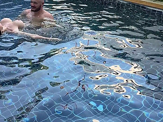 Pool Day: Busty Wife Having Fun with Her Lover. Big Tits, Sun and Big Cock