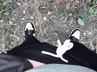 Risky lesbian masturbation in the forest with real orgasm