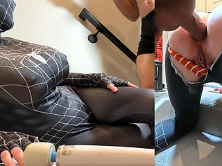 Spider Girl Anal Creampie with a Big Tits Rides Dick Until He Cums. Anal Destroyed by Big 8inch Dick