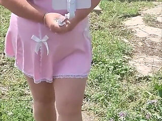 Pink Babydoll Tit Bounce Outdoor Walk