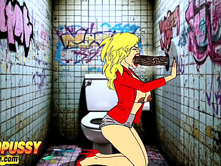 White Wife Sucks Big Black Cock in Dirty Public Toilet. Wife Blowjob BBC Glory Hole