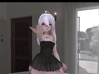 [mmd] 弱音chocolate Cream Black Stockings; Dress; Butt Plug; Anal Beads; Erotic Tattoos