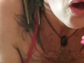 Foot Fetish with Pink Nails Jerking off a Big Cock and Fucking