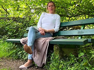Super sexy blonde Rose goes solo outdoors