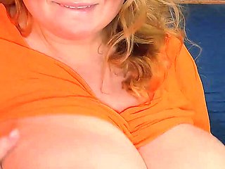 BBW Ann Katz Playing with Her Large Breasts