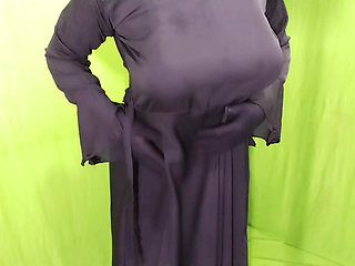 With her father-in-law because her husband was not at home