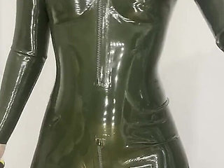 Gagged Latex Girl Tapes Her Mouth and Had an Intense Orgasm