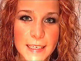 Redhead Slut Rams 30cm Dildo in Pussy