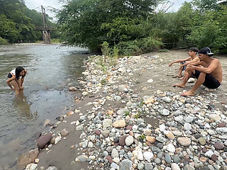 Pair of young strangers meet in an open field and end up in a rich anal threesome.