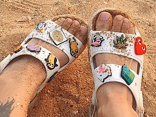 Look at My Toes in Crocs on the Beach