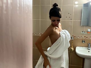 Cute curly brunette solo webcam masturbation