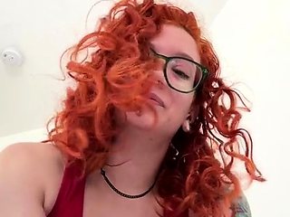 Amateur redhead masturbates then gives a blowjob