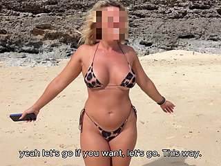 Horny blonde with an outstanding bubble butt gets drilled by a tourist after a shower