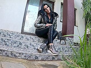 A Lot Of Cum On My Shiny Down-jacket From The Gardener 270