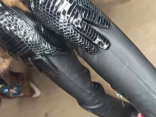 Furjob, Lipjob, Bootjob and Hairjob From Sexy Bimbo in a Sable Fur Coat, Cum on Leather Gloves