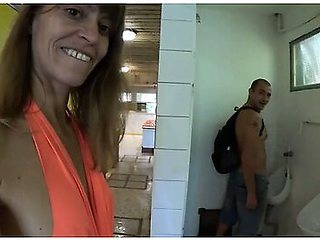 Milf In The Public Restrooms Of A Rest Area Is Looking For A Daddy To Cum In Her Hot Pussy