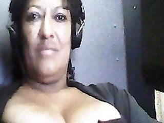Sexy Latina Mom Plays with Her Big Tits on Webcam