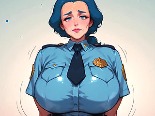 Blue Hair Ai Fanart Police Officer