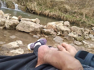 Uncut Big Fat Cock Hiker Unloads His Thick Cumshot in Exotic Place