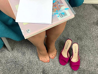MILF in Used Pantyhose Shows Off Her Big Natural Tits and Feet - Homemade Foot Fetish Fun