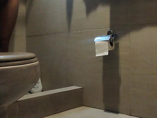 College roommate taking a bath before class