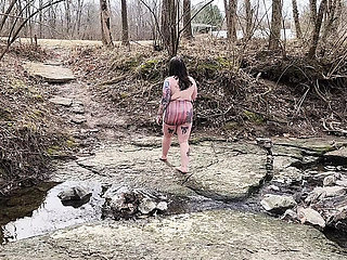 Big Tit BBW MILF Buttercup Squirts Hard in Public Outdoor Adventure - Hairy Pussy & Saggy Tits