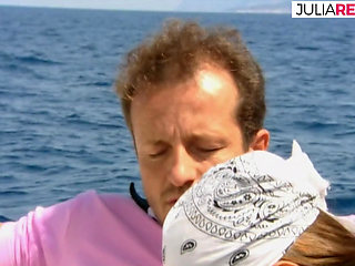 Bitch bends over as a huge cock drills her pussy from behind