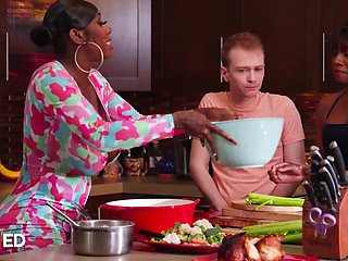 Stepmom's best frined getting the taste of my big white cock