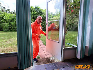 Slutty MILF Cop Catches Escaped Prisoner Then Fucks Him