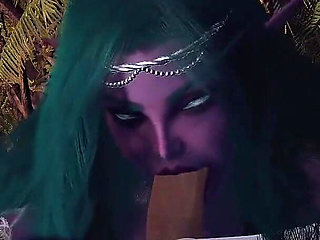Night Elf Princess Give You a Blowjob in the Garden POV 3D Porn