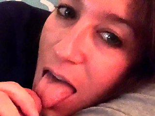 Mature brunette amateur giving a great POV blowjob