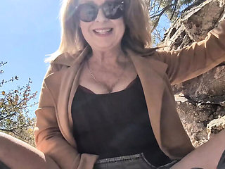 Hot Mature MILF Squirts Outdoor with Dildo - Real Amateur Solo Masturbation