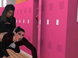 Strapon wielding lesbian dominating euro babe