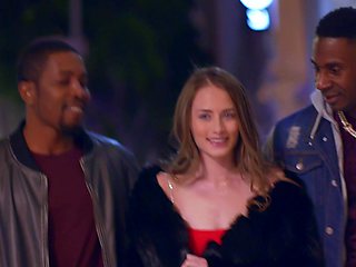 Juicy booty gets stuffed by two massive dicks