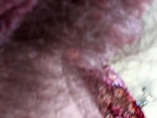 Changing a Sponge Close-up of a Hairy Pussy